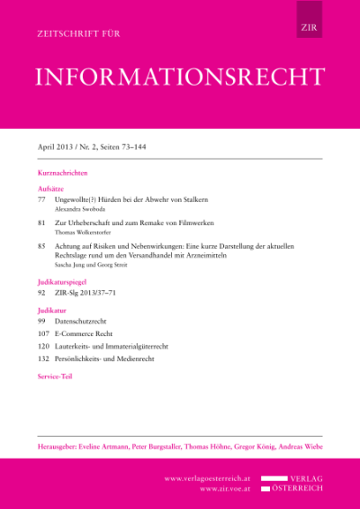 Vorlagefragen an den EuGH zur Urheberrechtsrichtlinie in der Informationsgesellschaft (RL 2001/29/EG)
