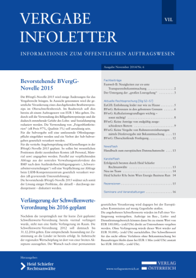 Bevorstehende BVergG-Novelle 2015
