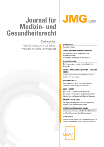 Daniel Hiermayer, Arzneimittellisten im Sanitätergesetz. Neue Juristische Monografien Band 82, NWV Verlag Wien Graz 2019, 140 Seiten, € 48,–