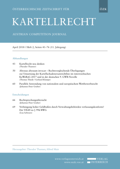 Abyssus abyssum invocat - Rechtsvergleichende Überlegungen zur Umsetzung der Kartellschadenersatzrichtlinie im österreichischen KaWeRäG 2017 und in der deutschen 9. GWB-Novelle