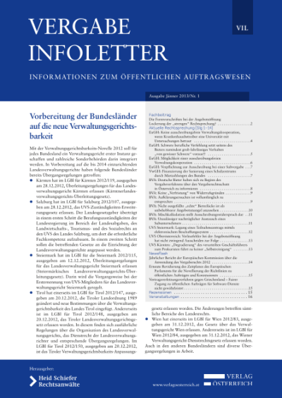 BVA: Deutsche Bieter haben sich zu Beginn des Vergabeverfahrens über den Vergaberechtsschutz in Österreich zu informieren